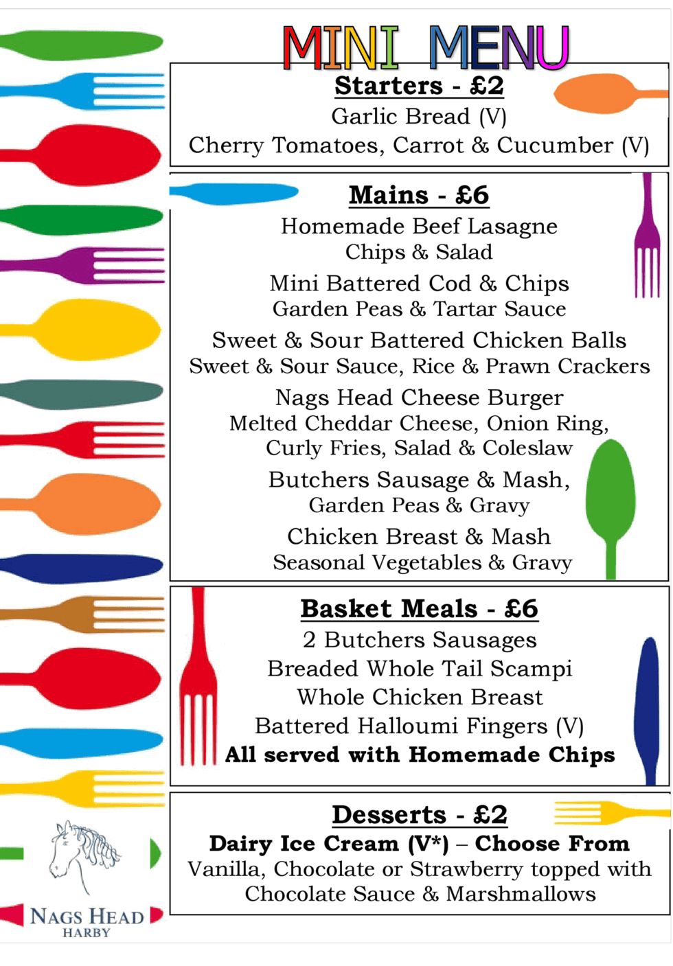 Menus Nags Head Harby